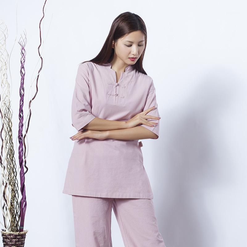 

Cotton Linen Tai Chi Kungfu Meditation Uniforms Women Tracksuit Loose Jogging Fitness Outfit Workout Casual Set Sweatshirt+pant1, Yellow