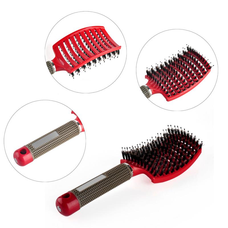 

Hair Comb Scalp Massage Comb Hairbrush Bristle&Nylon Women Wet Curly Detangle For Salon Hairdressing Styling Tools Hair Brush