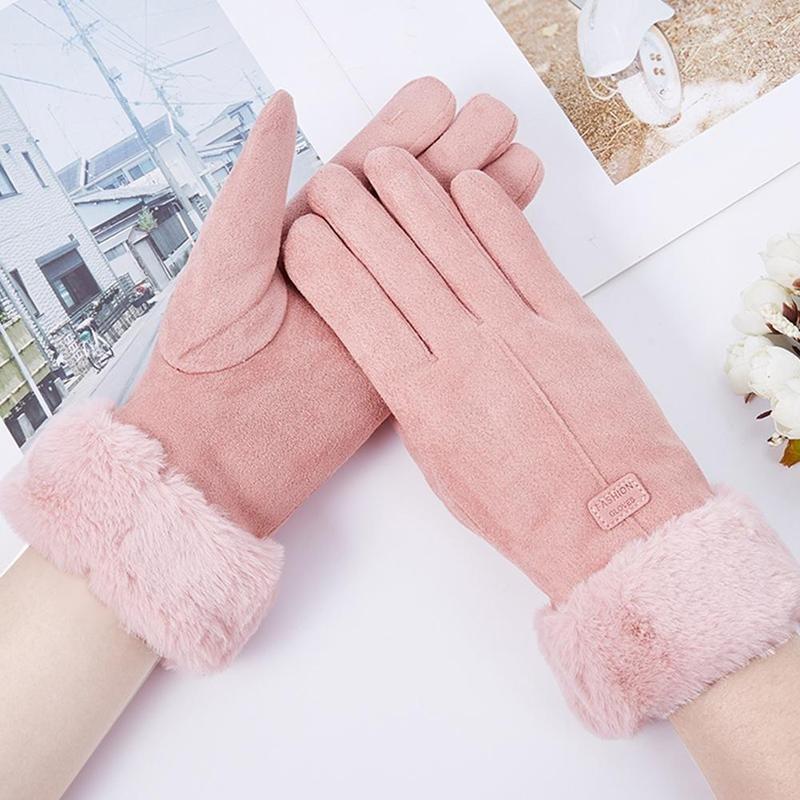 

Five Fingers Gloves 1pair Women Fashion Warm Mitts Full Finger Mittens Winter Outdoor Sport Female Screen Soft Furry