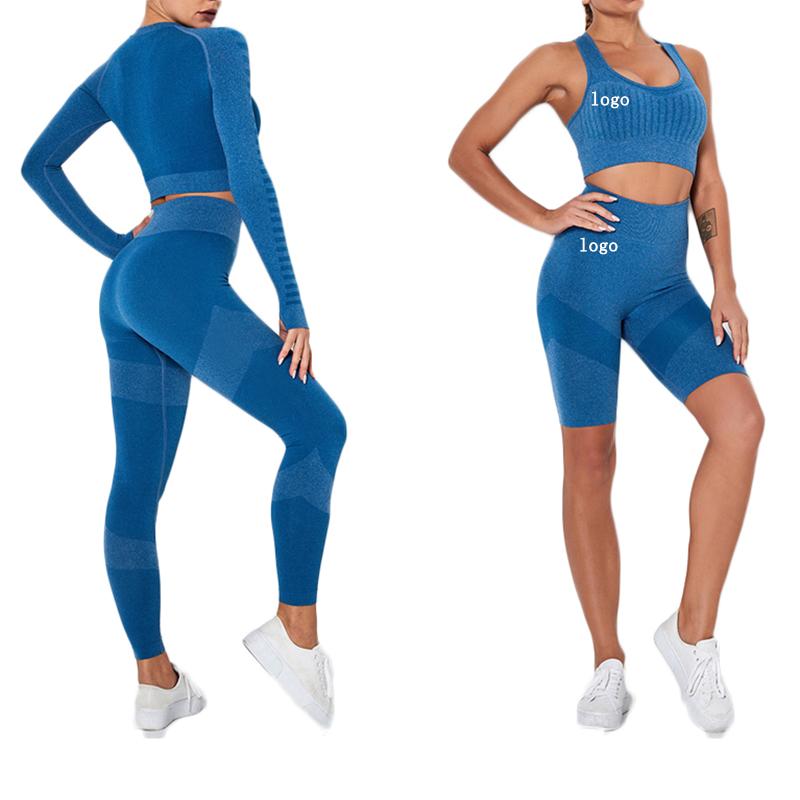 

custom logo fitness 2020 Womens Seamless Workout Clothes Workout 4 piece Yoga Set, Black
