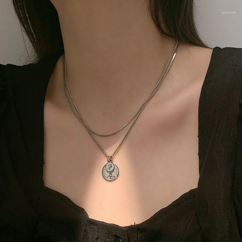 

Fashion new hip-hop titanium steel multi-layer clavicle chain female stacking necklace pendant hot sale1