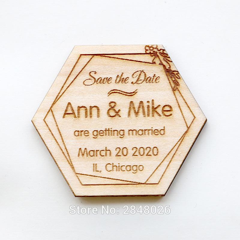 

Custom Hexagon Wedding Save the date Magnet ,Wooden thank you tags,personalized rustic Wooden thank you favour