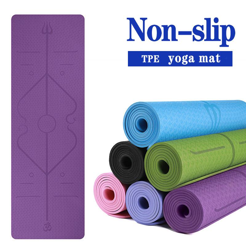 

TPE 183*61*0.6cm anti-slip yoga mat gymnastics beginner natural rubber gym sport carpet for fitness workout exercise mats thick, Purple