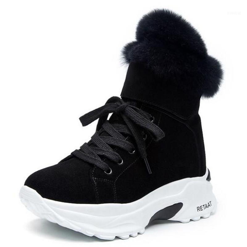 

New Winter Snow Boots Short Boots Female Fashion Wind Matte Cowhide Leather Casual Sneakers Winter Warm Shoes Woman1, Black