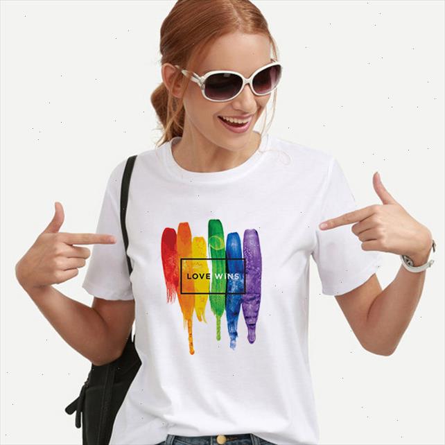 

Rainbow Love Wins Female T shirts Is Women Lesbian Top shirt Tee Kawaii Femme Graphic Clothes, Null-fstwh-