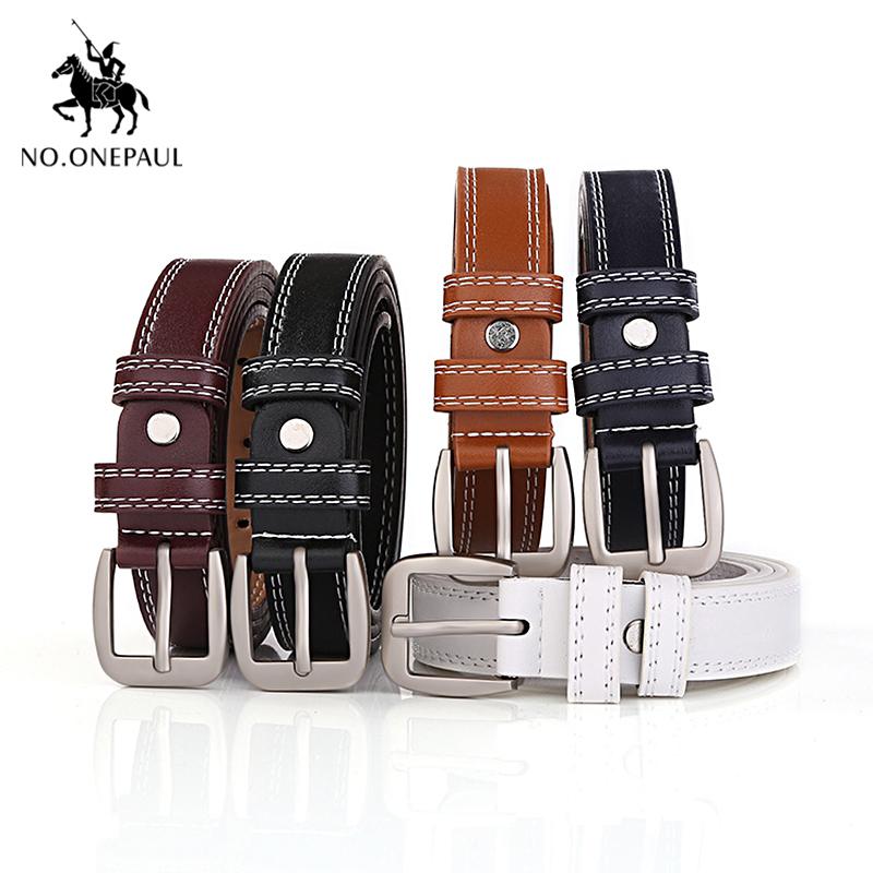 

NO.ONEPAUL Genuine leather women belt retro thin women's belt belts with trend student jeans the belts for women, Black