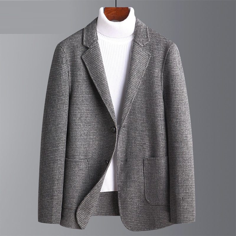 

2020 Wool Winter 50% for Man Formal Jacket Thin Plaid Blazers High Quality Adjustment Autumn Ihuw, Yellow a8819