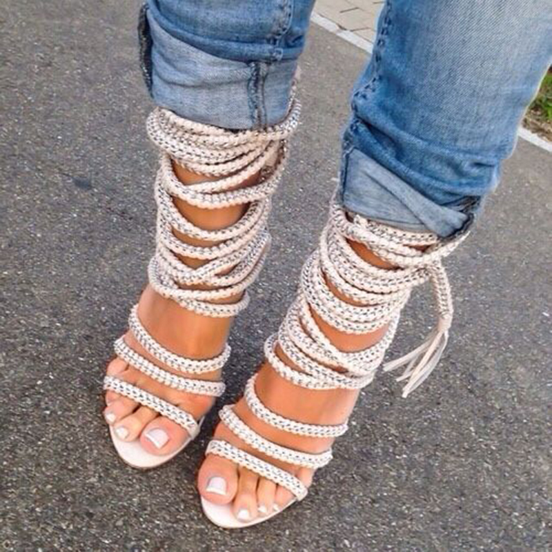 

2020 Summer Orange Sandals Strap Ankle for Sexy Peep Women Toe High Heels Wedding Narrow Shoe J41m, The picture