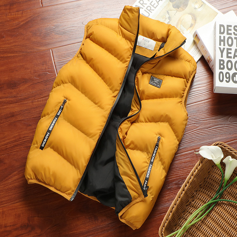 

2021 Male Fashion Sleeveless Jacket Soft Thermal Spring Vests Coats of Cotton Thicken M-8xl Vest MKJA, Black