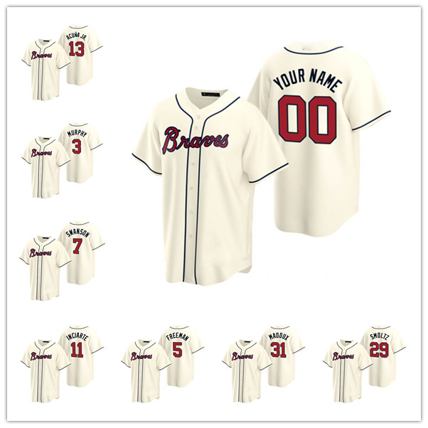 

Atlanta Braves Men Women Youth 1 Ozzie Albies 5 Freddie Freeman 13 Ronald Acuna Jr. Cream 2020 Alternate Jersey, Black