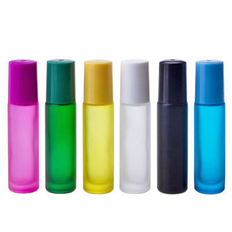 

10ml Roll On Bottle Essential Oil Lip Oil Bottle Portable Yellow Black Empty Frosted Glass Sample Vial Refillable Perfume