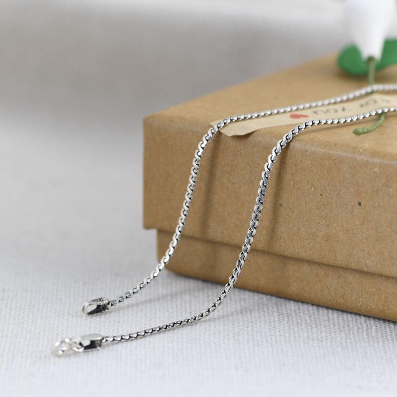 

FNJ 9mm Flat Fish Bone Necklaces 925 Silver Fine Original S925 Silver Women Necklace for Jewelry Making