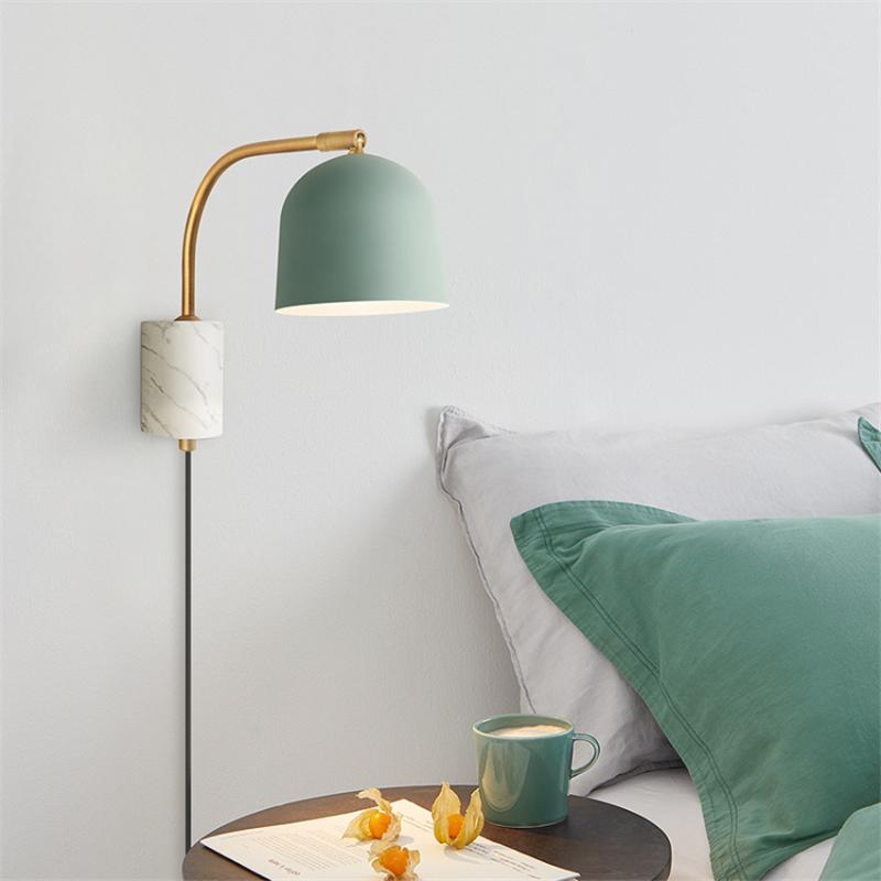 

Nordic Bedroom Bedside Wall Lamps Post-modern Brass with Wire Plug Switch Wall Lights Study Bathroom Living Room Corridor Lamps