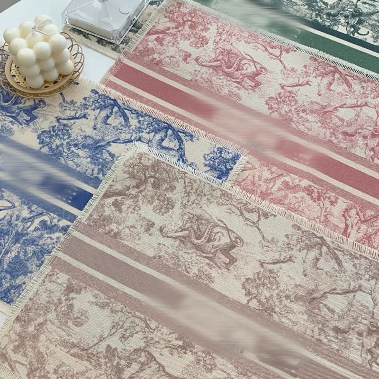 

Signage Placemat Pads Design Pattern Printed linen material fabric tassel decoration Mat Pad 16 colors optional for festival dinner party table decoration new