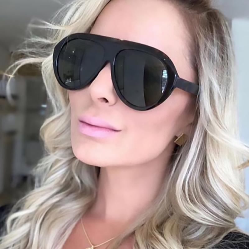 

Sunglasses Classic Plastic Pilot Women Vintage Oversized Black Sun Glasses Shades Female Luxury Designer UV400 Sunglass Hispter