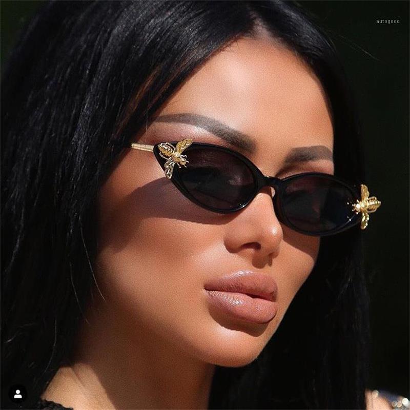 

Sunglasses 2021 Fashion Ladies Vintage Bee Small Leopard Shades Women's Sun Glasses Narrow Cat Eye UV4001