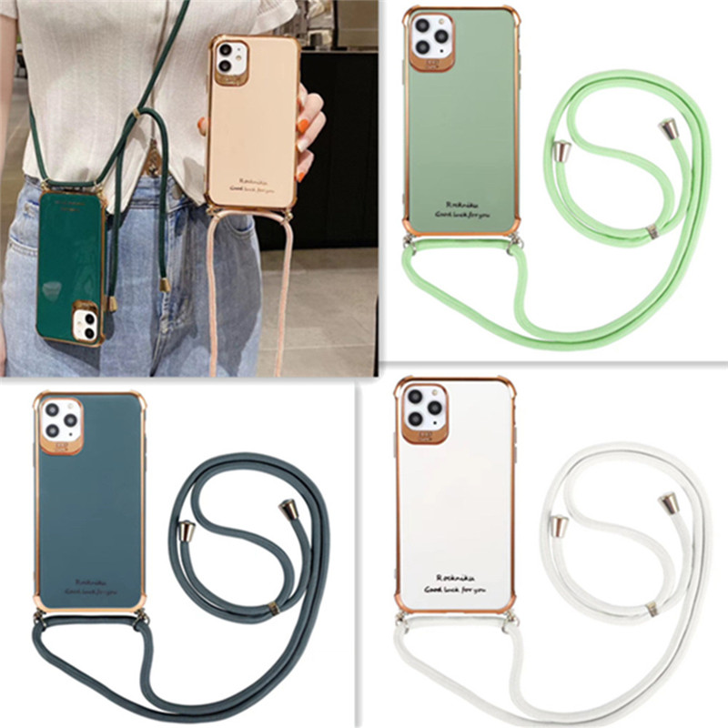 Electroplating Anti-fall Phone Case with Lanyard for iPhone 12 Mini Pro Max 11 Pro Xr X Xs Max 7 8 Plus SE 2020 DHL Free Shipping-image-607298033