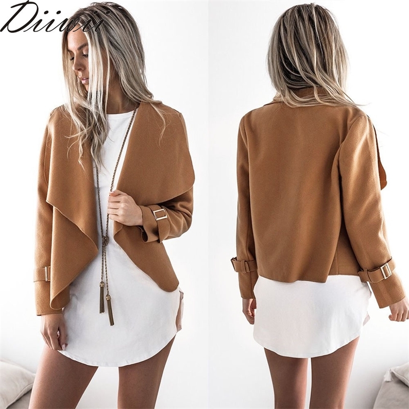 Diiwii Elegant Slim Women Winter Short Wool Coat Blend Streetwear Fashion new Autumn Winter Jacket Solid Outerwear Woolen jacket 201111