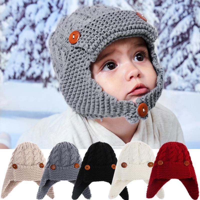 

2021 Newborn baby hat Infant Beanie For Boys Girls Cap Cotton Knitted Cap Winter Warm Earflaps Hats kids winter Children Hats1