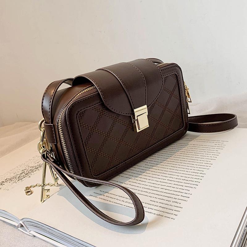 

2021 Diamond lattice PU Leather Crossbody Bags Women 2021 Small Shoulder Handbags Women's Trend Vintage Hand Bag, Beige