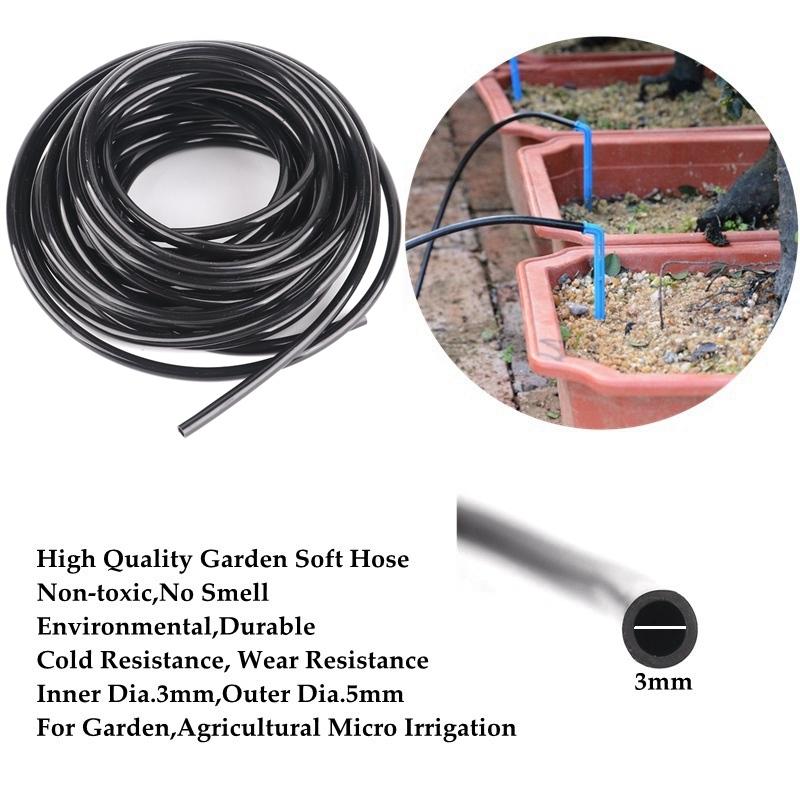 

100m~10m Hi-Quality 3/5mm Soft PVC Pipe Garden Drip Irrigation Hose Greenhouse Bonsai Micro Drip Irrigation Line Hose Anti-Cold, 3l5mm hose