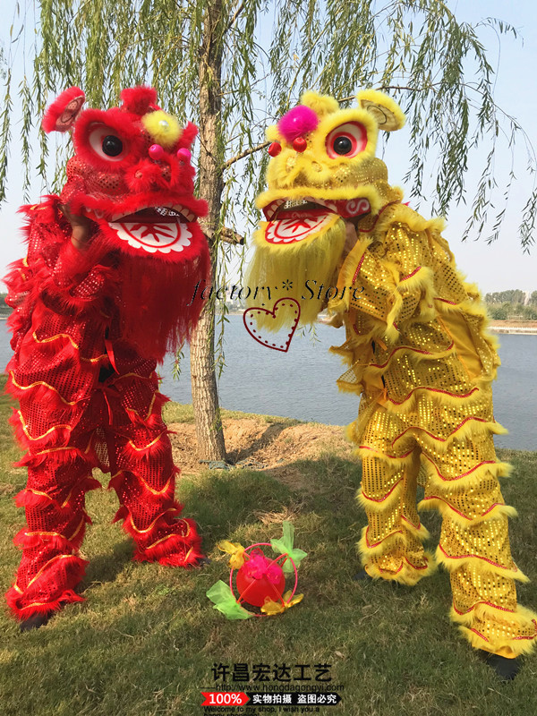 Mascot Costumes Children Single Lion Lion Lion Dance Props Complete Imitation Wool Dance Stage Performances Adult-image-748262322
