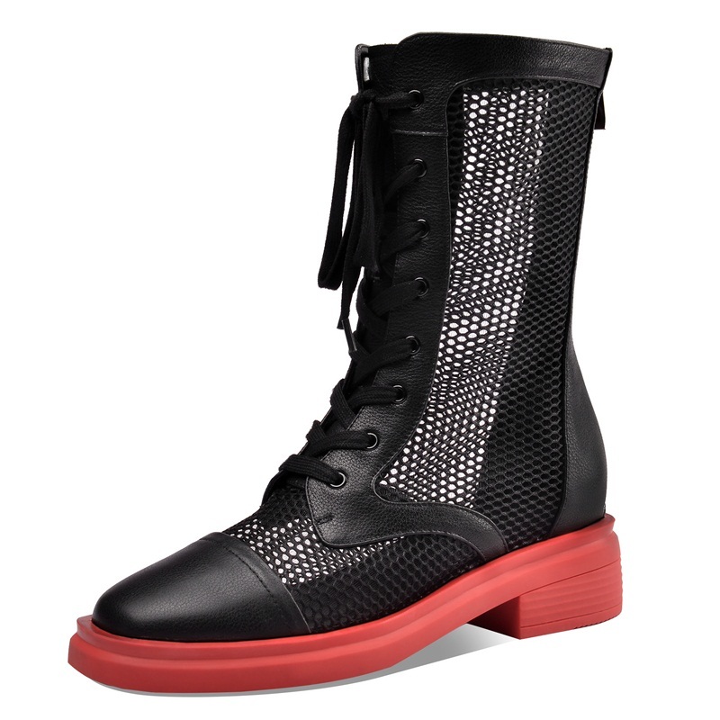 

2021 New Sexy Women See Ankle Genuine Leather Black White Heels Riding Boots Women's Shoes 75xx, Beige white