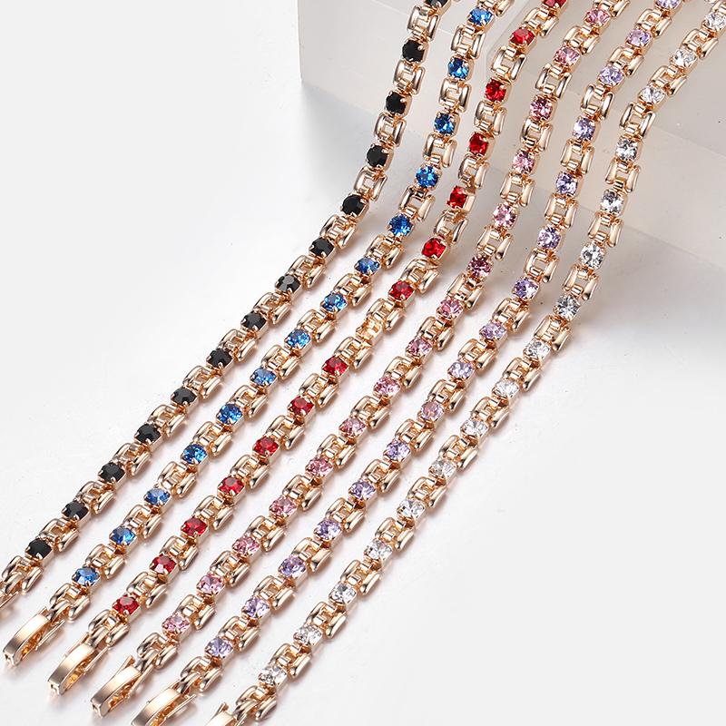 

6 Color Cubic Zircon Crystal 585 Rose Gold Necklace for Women Girl Hot Party Wedding Jewelry Woman Valentines Gifts 50cm GNM129