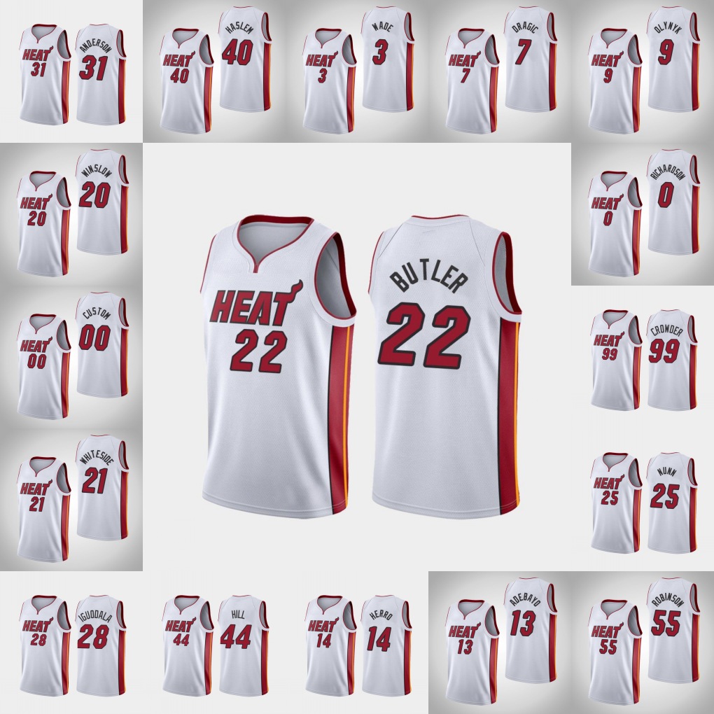 

Miami Heat Men Dwyane Wade Jimmy Butler Bam Adebayo Tyler Herro Goran Dragic NBA White Custom Association Jersey, Black