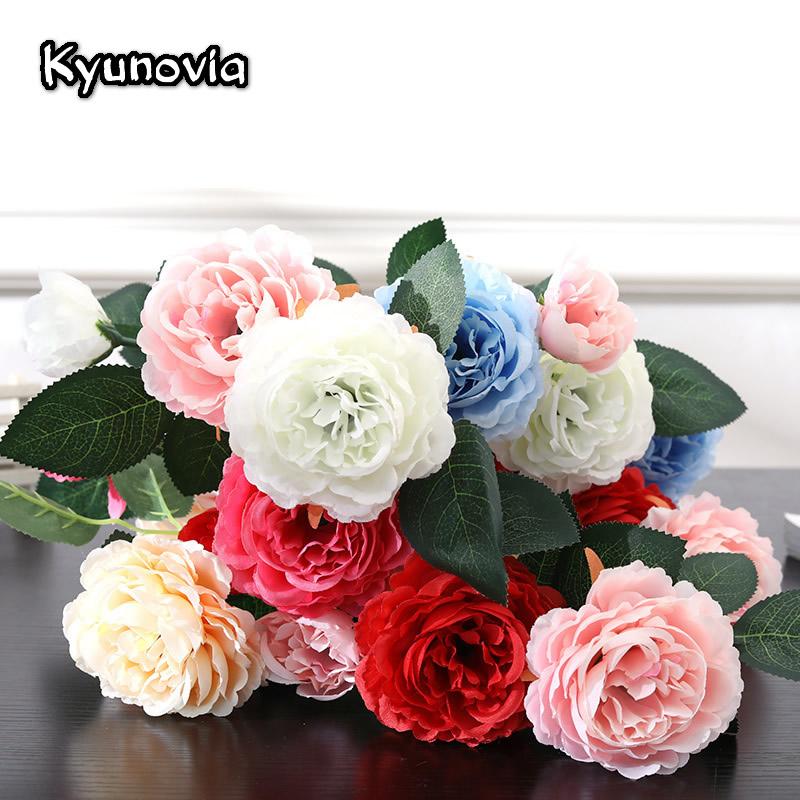 

Artificial Peony 5 Pcs Silk Peony Flowers Home Wedding Party Garden Craft Art Decoration Vase Arrangements Approx 26'' High KH03, Pink