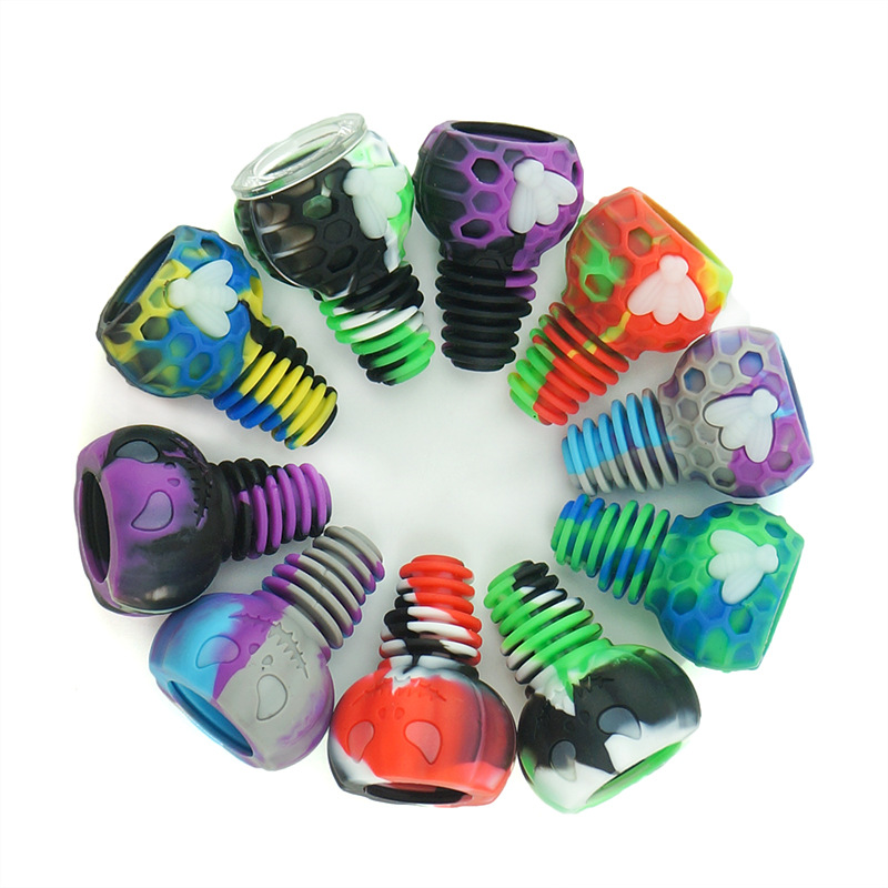 

Luminous Bee Hookah Pipe Accessories Hookah Cap for Smoke Tobacco Dry Herbal Food Grade Silicone Head Joint with Glass Bowl