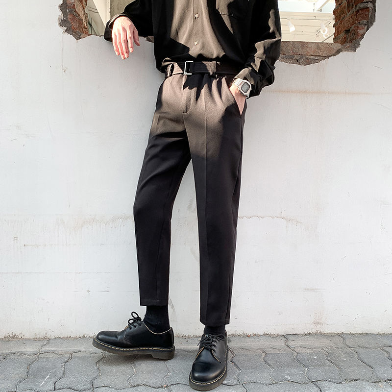 

Trousers 2021 Men's Spring New Fall Thin Feeling Slacks Relaxed Pants Youth Masculine Clothes 28-38 C8GE, Black
