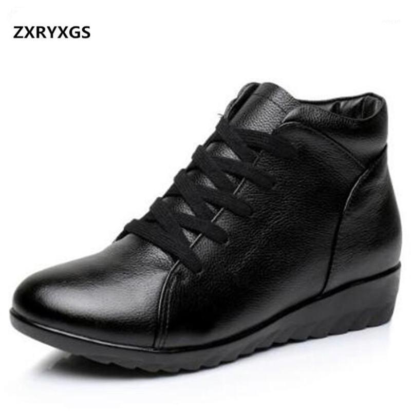 

2021 New Autumn Winter Women Boots Casual Shoes Flat Comfortable Plus Velvet Warm Snow Boots Large Size Real Leather Shoes1, Black single boot