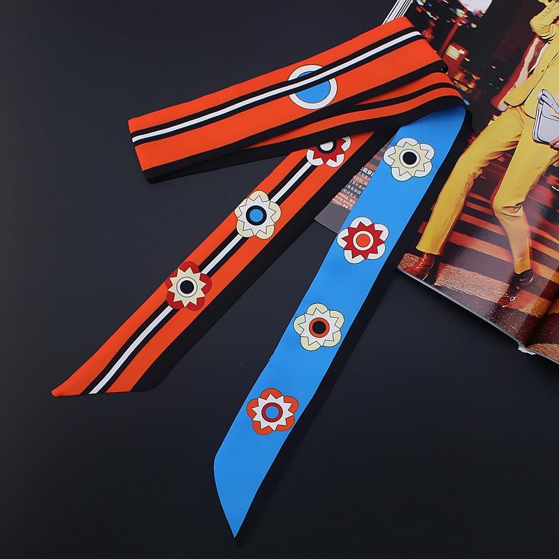 

120*5cm New Flower Tie Bag Small Ribbon Female Fashion Lady All-match Silk Scarf Headscarf Hair Band