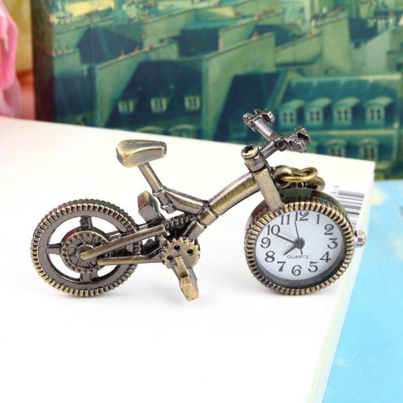 

Fashion New Clock Unisex Retro Bronze Alloy Bicycle Pocket Watch Keychain Women Men Watches1, As pic