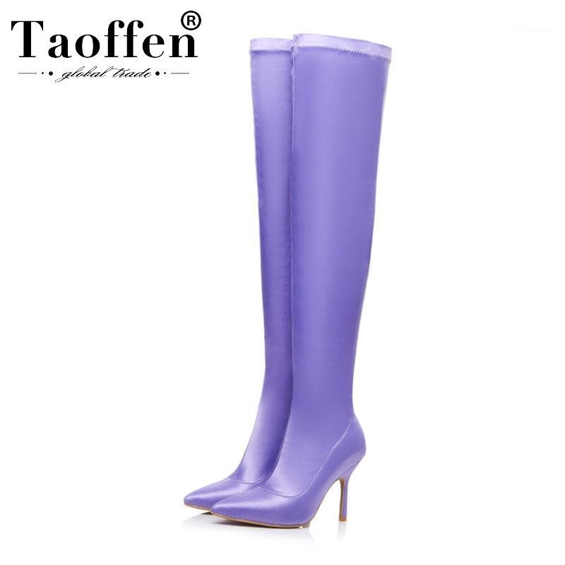 

Taoffen Sexy Women Over The Knee Boots Pointed Toe Thin Heels Long Boots Brand Solid Color Party Office Footwear Size 33-431, Black