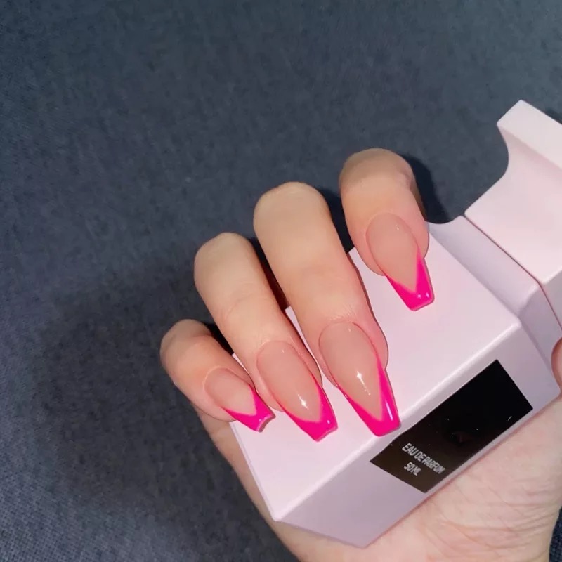 Professional Fake Nails Neon Art Tips Nail With Glue Nude French Nail Tips False V Shape Faux Ongles Adhesive Glue Sticke From Yonglai969 9 96 Dhgate Com