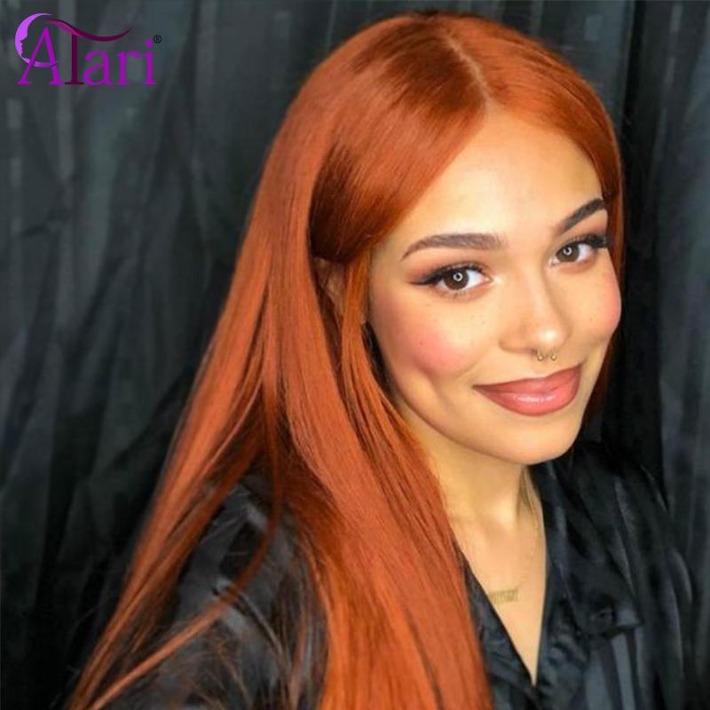 

Ali Coco Orange Ginger Brown Colored Lace Frontal Wig Customize Brazilian Remy Human Hair Wig Restyle Curled Healthy End, Natural color