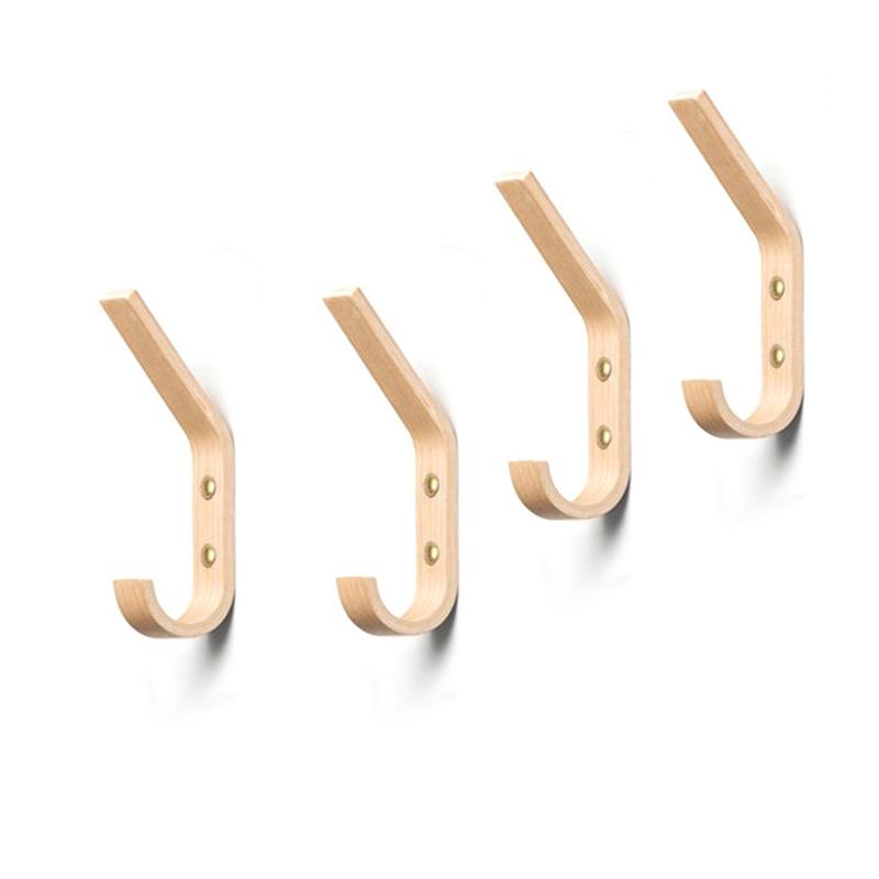 

4 PCS Wood Coat Hook Wall Mounted Hat Rack Towel Hanger Wood Wall Hooks Organizer Decorative