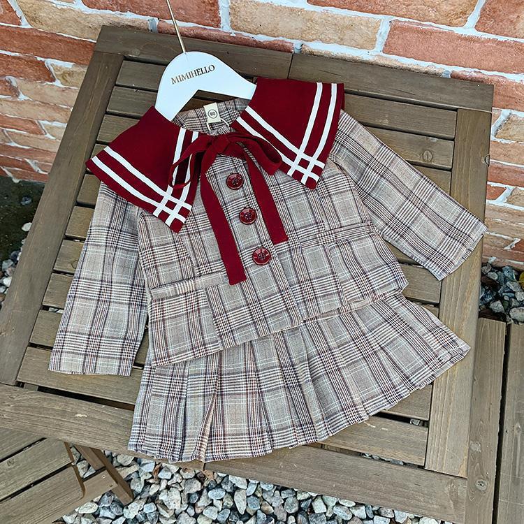 

Girl suit Spring and Autumn 2020 new style 1 girl baby 2 Korean version of school jacket skirt 2 piece set 3 students 5, White
