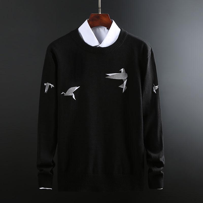 

2021 New Fashion Sweater Mens Pullover Slim Fit Jumpers Knitting Patterns Woolen Winter Korean Style Casual Clothing Male, Black