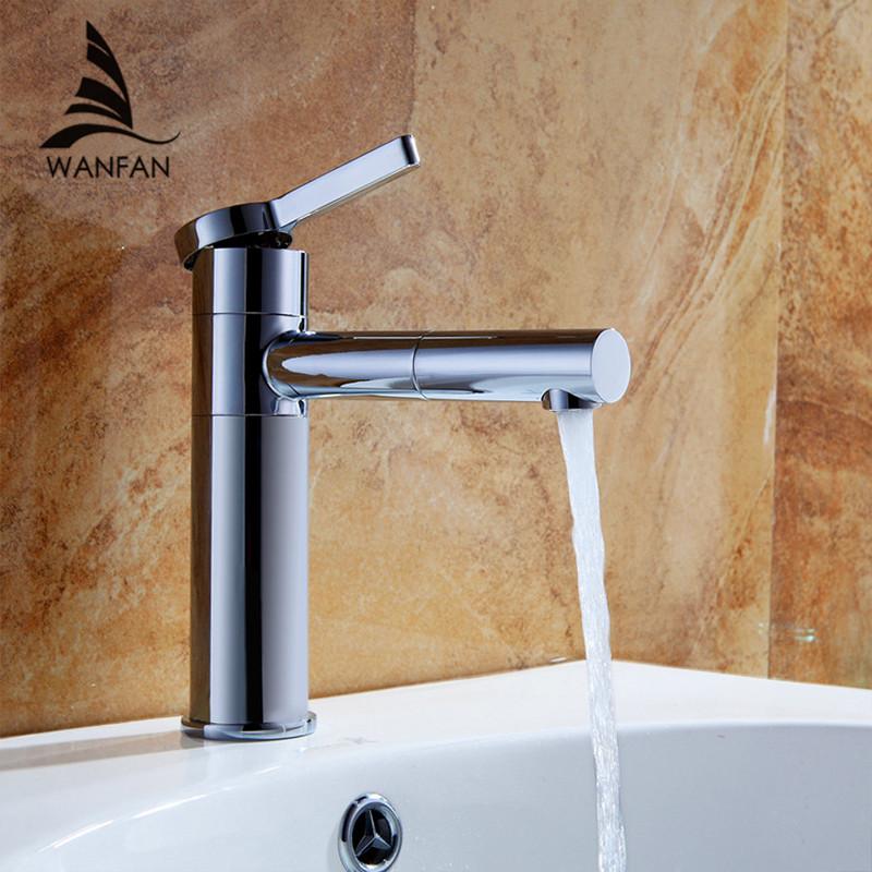 

Basin Faucets Brass Bathroom Faucet Vessel Sinks Mixer Vanity Tap Swivel Spout Deck Mounted chrome Color Washbasin Faucet 701AL
