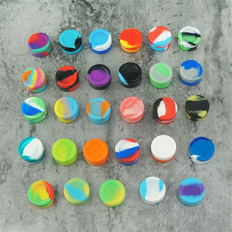 

2021 Cheapest Round Non Stick Silicone Jar Container 5Ml BHO Silicon Box Tub Jar Wax dabber tool Oil rigs Slicks for smoking accessories