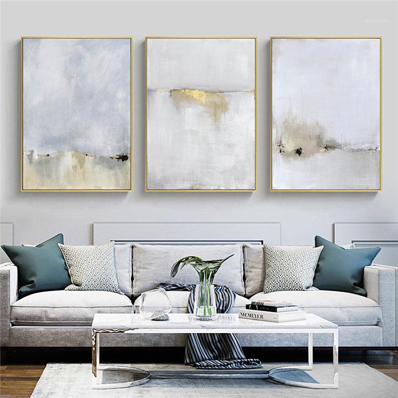 

Gold and White abstract canvas painting modern cuadros home living room decoration canvas prints wall art posters and prints art1
