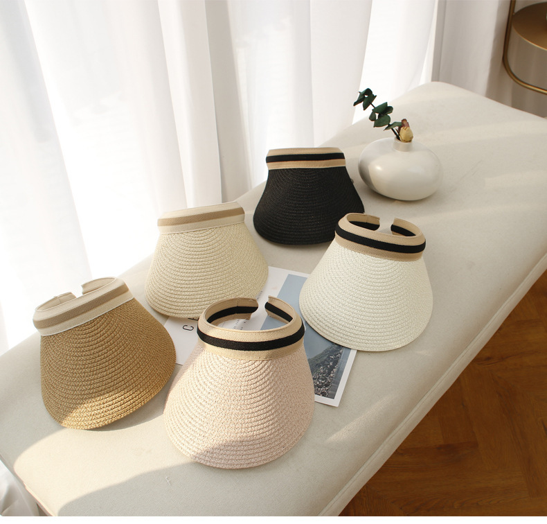 

Visors Sun No roof hat online raffia outdoor sandy shore beach Adjustable size comfortable, Ivory
