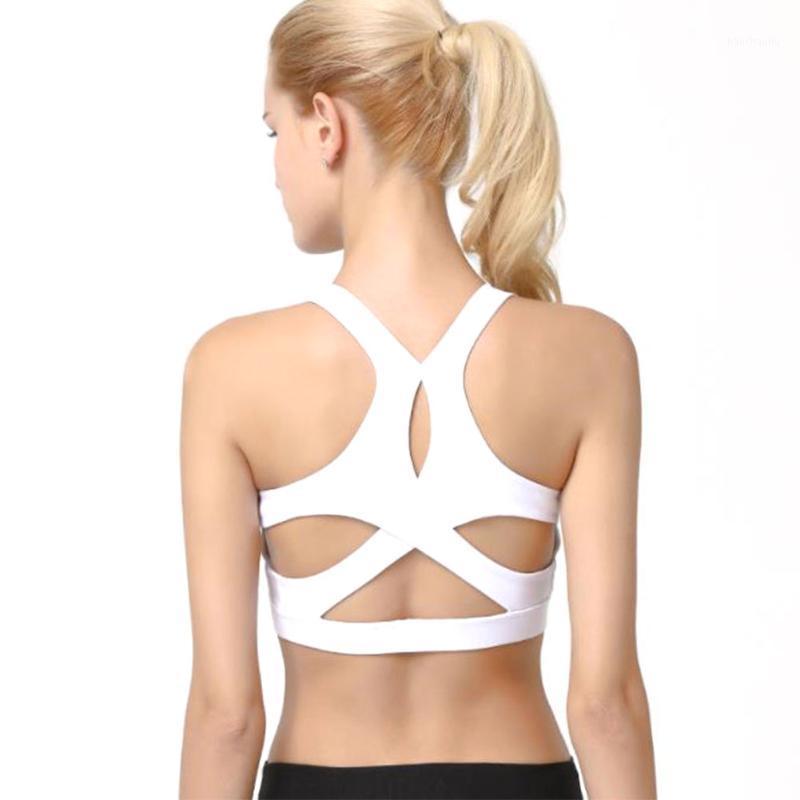 

Women Sports Bra Breathable Yoga Solid Good Impact Support Padded Workout Running Gym Non Wired Elastic Soft Cross Back1, Green