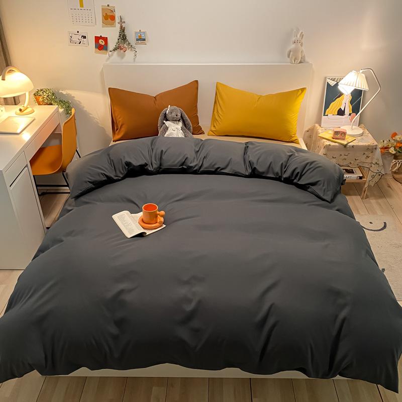 

Solid Bedding Sets Gray Quilt Cover Pillowcase Bed Flat Sheets Fashion Duvet Cover Sets  Full Single King Adult Bedclothes, Style6