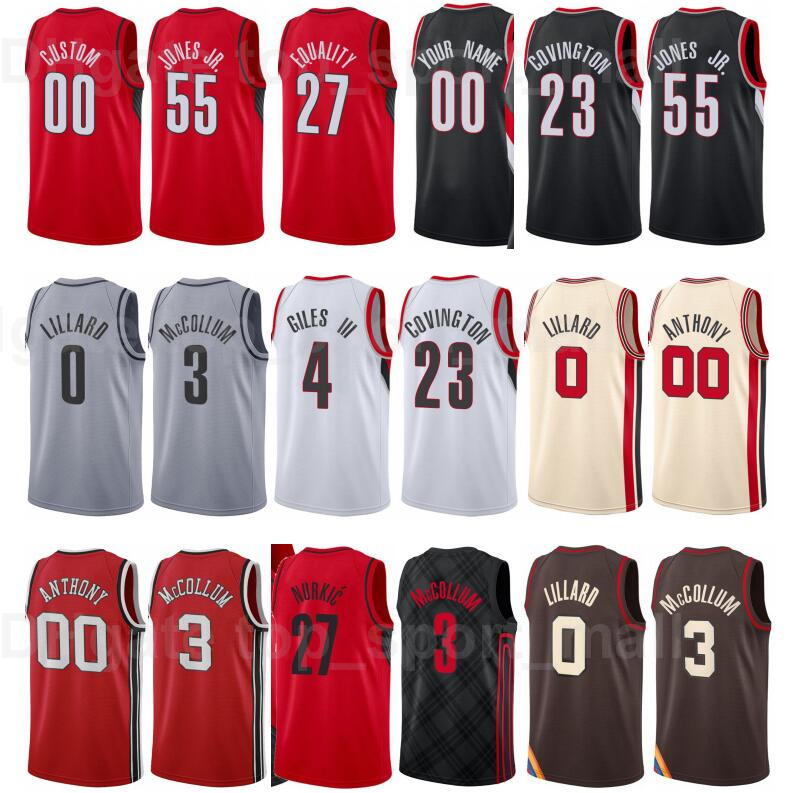 

Printed Basketball Derrick Jones Jr Jersey 55 Anfernee Simons 1 Gary Trent 2 Harry Gilles III 4 Enes Kanter 11 City Earned Edition, Black