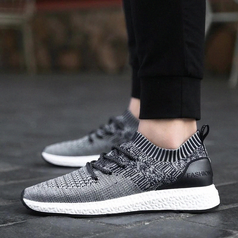 

Men Casual Shoes Stretch Fabric Mesh Breathable Fashion Sneakers Men Lace-up Low-cut Soft Bottom Outdoor Shoes High Quality #Y28L