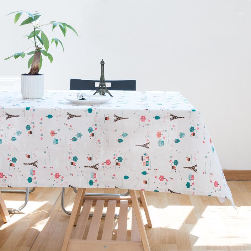 

Colorful Eiffel Tower Pattern Tablecloth Pastoral style Washable Cotton Linen Rectangular Table Cloth for Christmas Decor1, Same as image